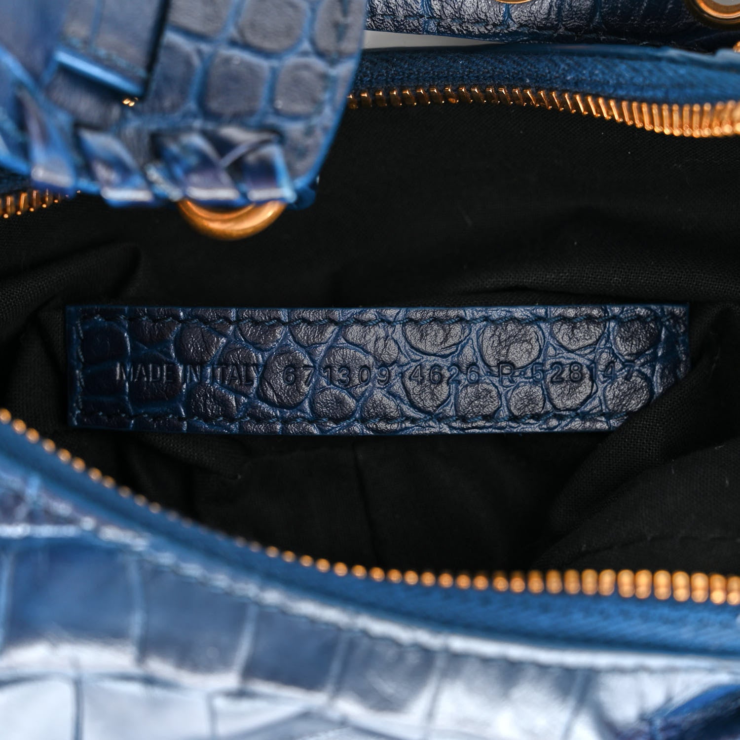 Balenciaga Extra Supple Calfskin Crocodile Embossed Le Cagole Shoulder Bag XS Indigo 7 of 10