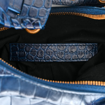 Balenciaga Extra Supple Calfskin Crocodile Embossed Le Cagole Shoulder Bag XS Indigo 7 of 10