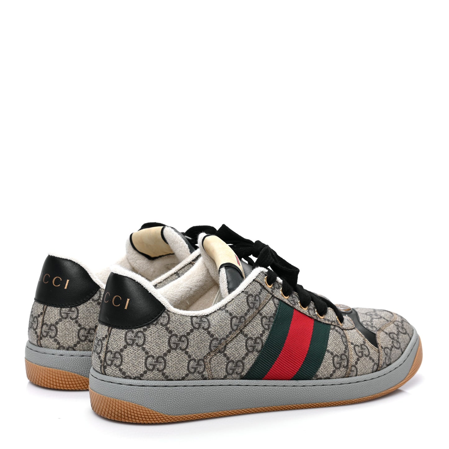 GG Supereme Monogram Miro Soft Calfskin Web Mens Screener Sneakers 9.5 Beige Ebony Black New Platinum