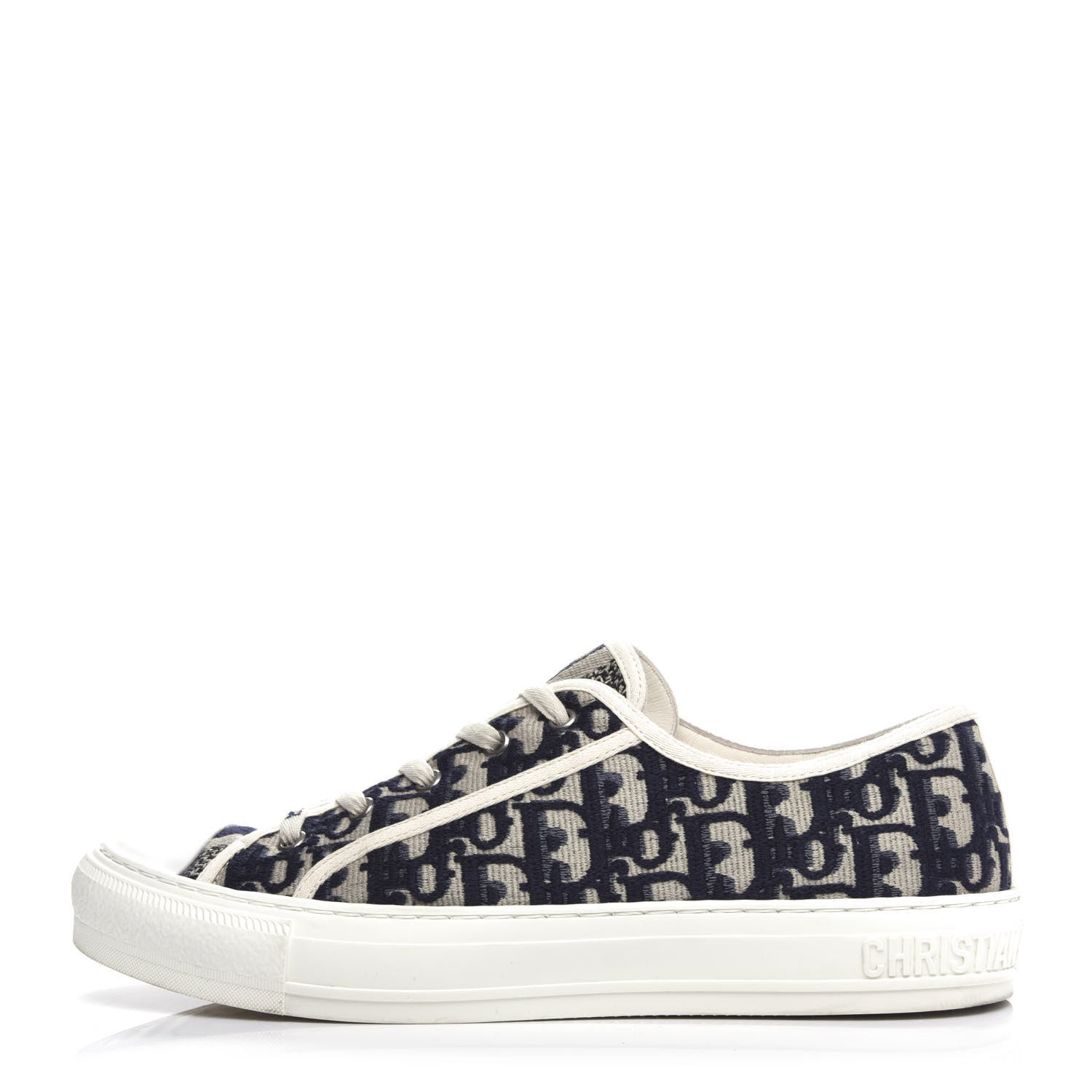 Christian Dior Canvas Oblique Walk'N'Dior Low Top Sneakers 42 Deep Blue 1 of 9