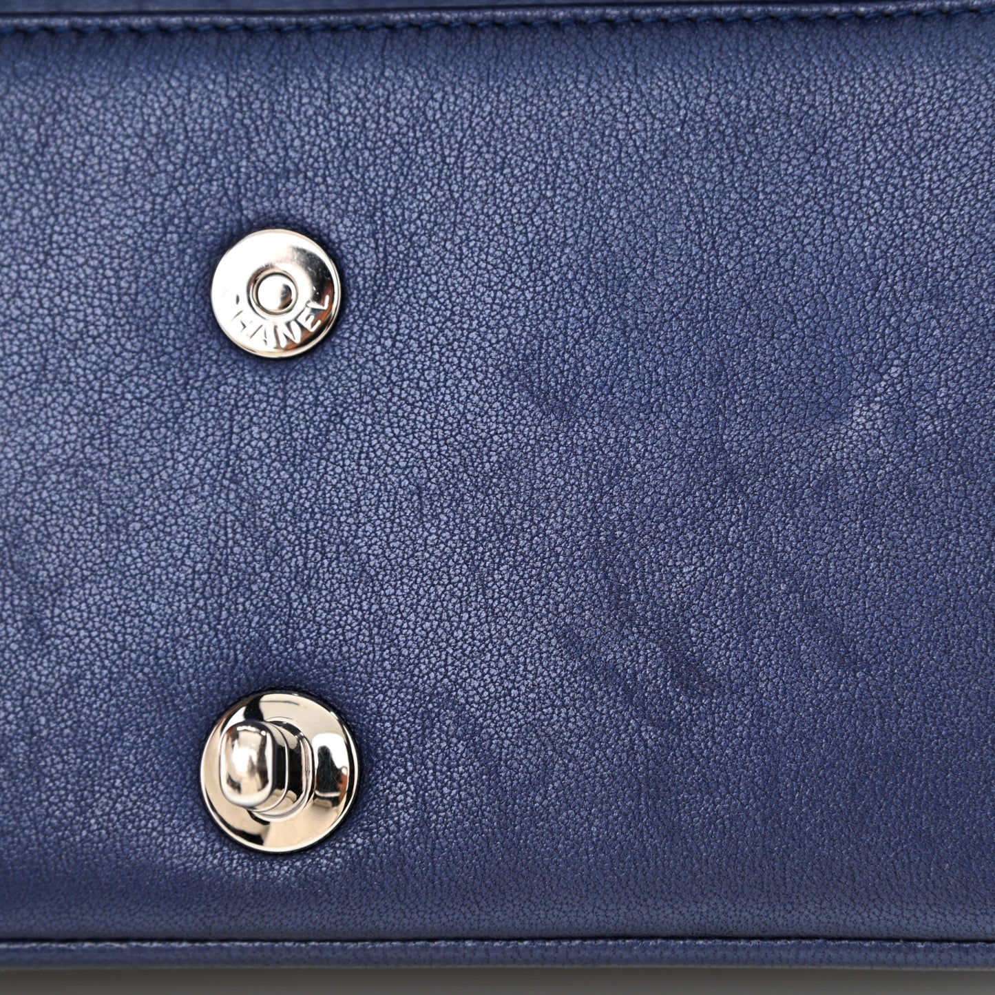 Metallic Sheepskin Chevron Quilted Small Vintage Mademoiselle Flap Navy