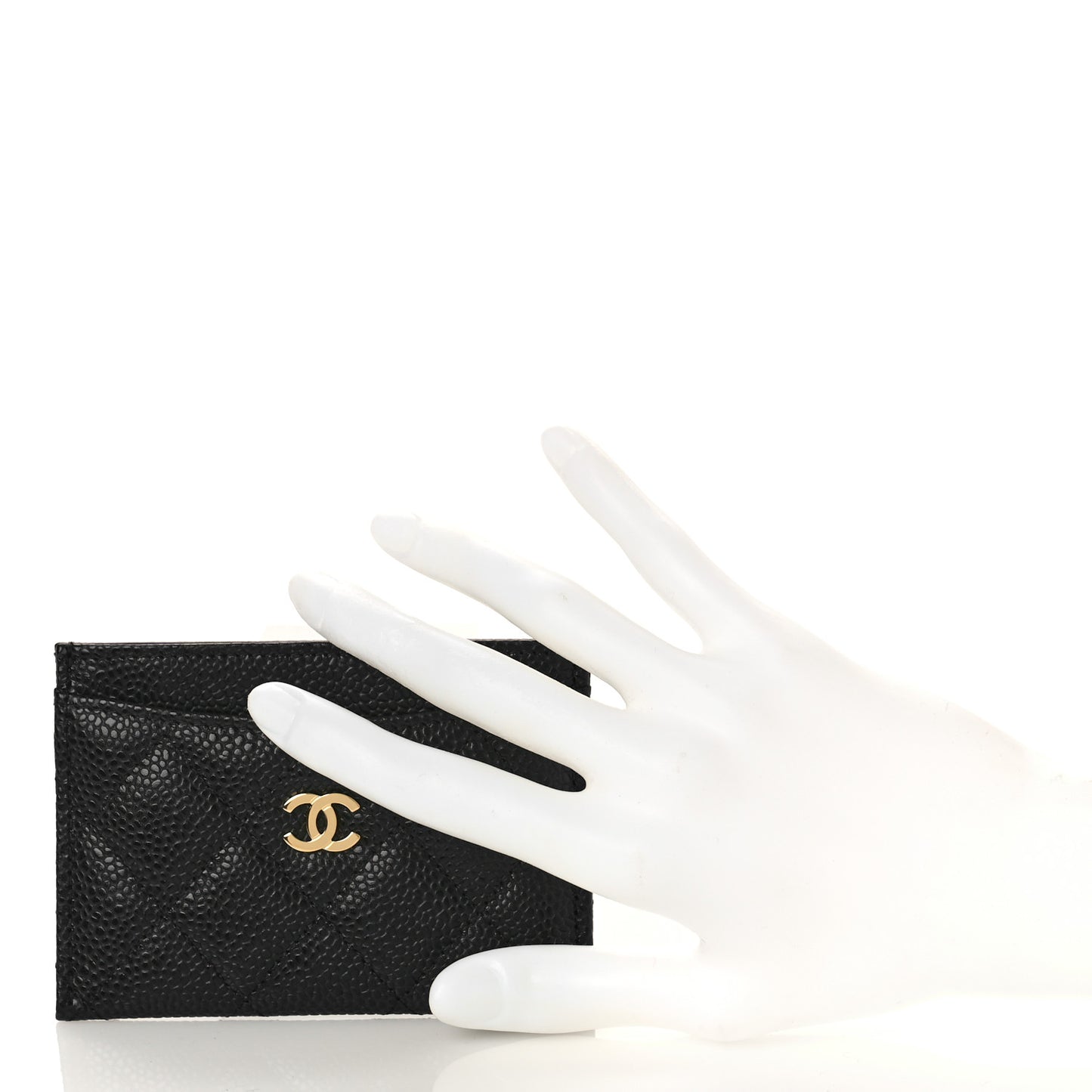 Caviar Quilted Card Holder Black