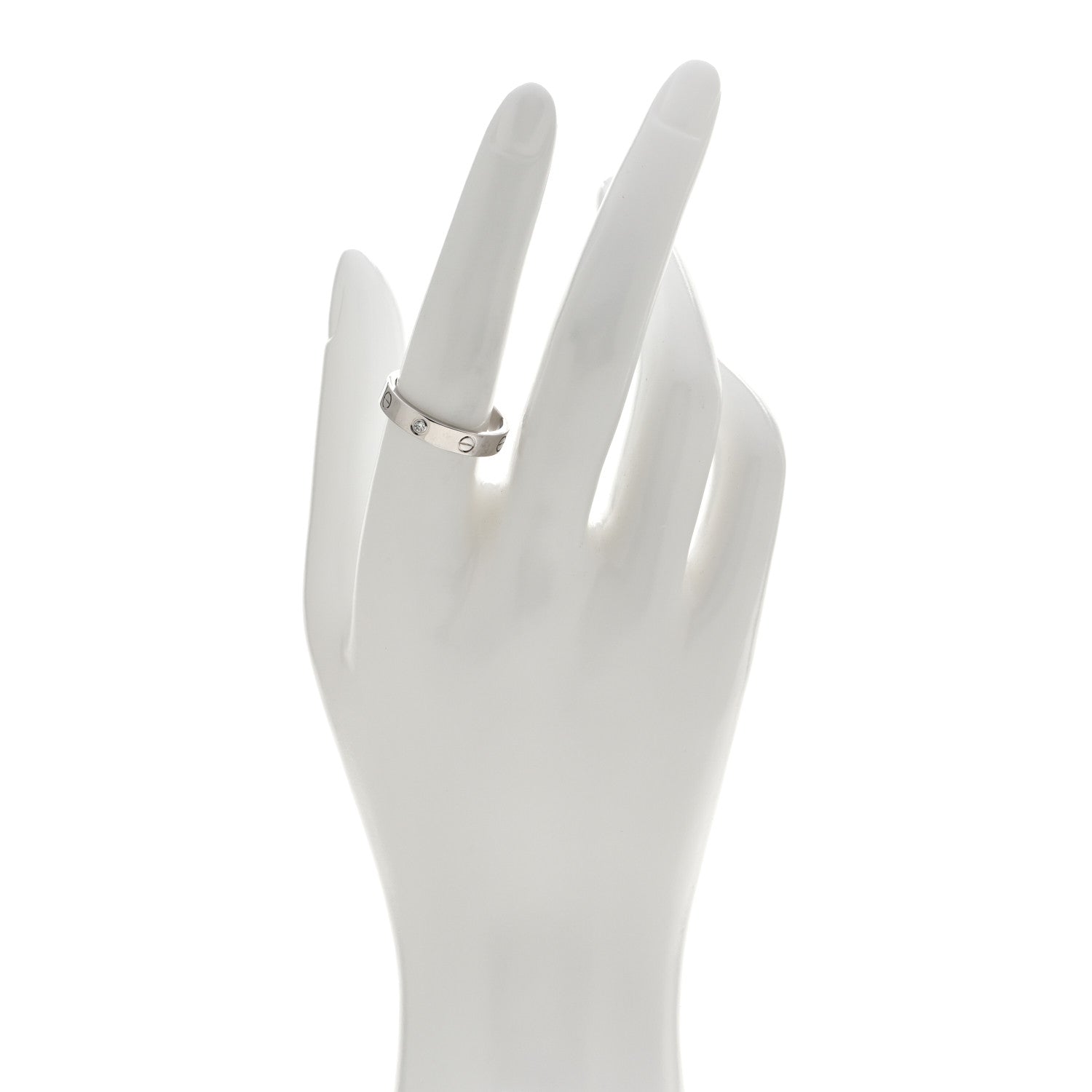 Cartier 18K White Gold Diamond 4mm LOVE Wedding Band Ring 57 8 2 of 4