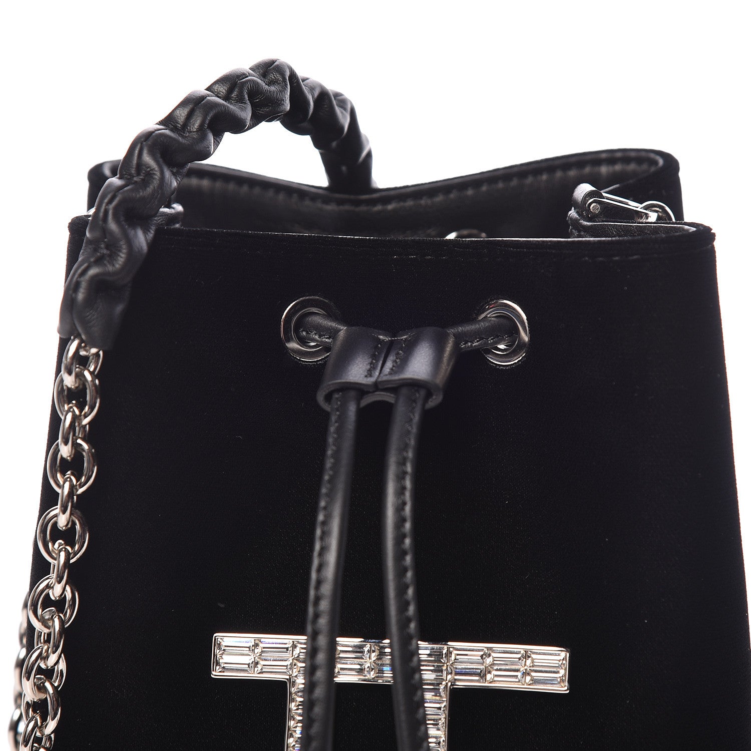 Tom Ford Velvet Crystal Mini TF Bucket Bag Black 7 of 10