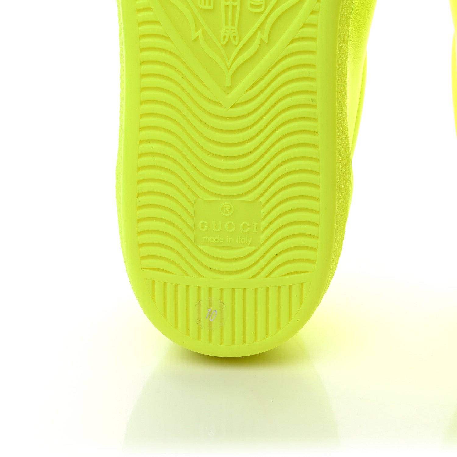 Gucci Capri Fluo Calfskin Interlocking G Perforated Mens Ace Sneakers 10 Yellow Fluo 7 of 9