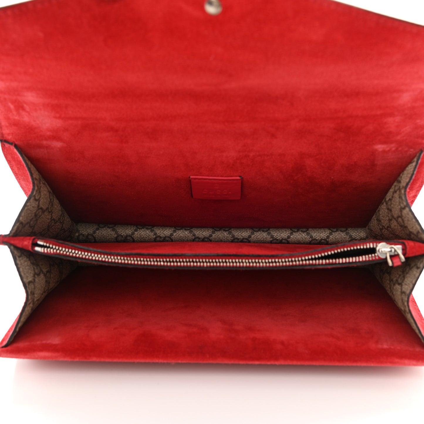 GG Supreme Monogram Suede Small Dionysus Shoulder Bag Beige Ebony Vulcanic Red