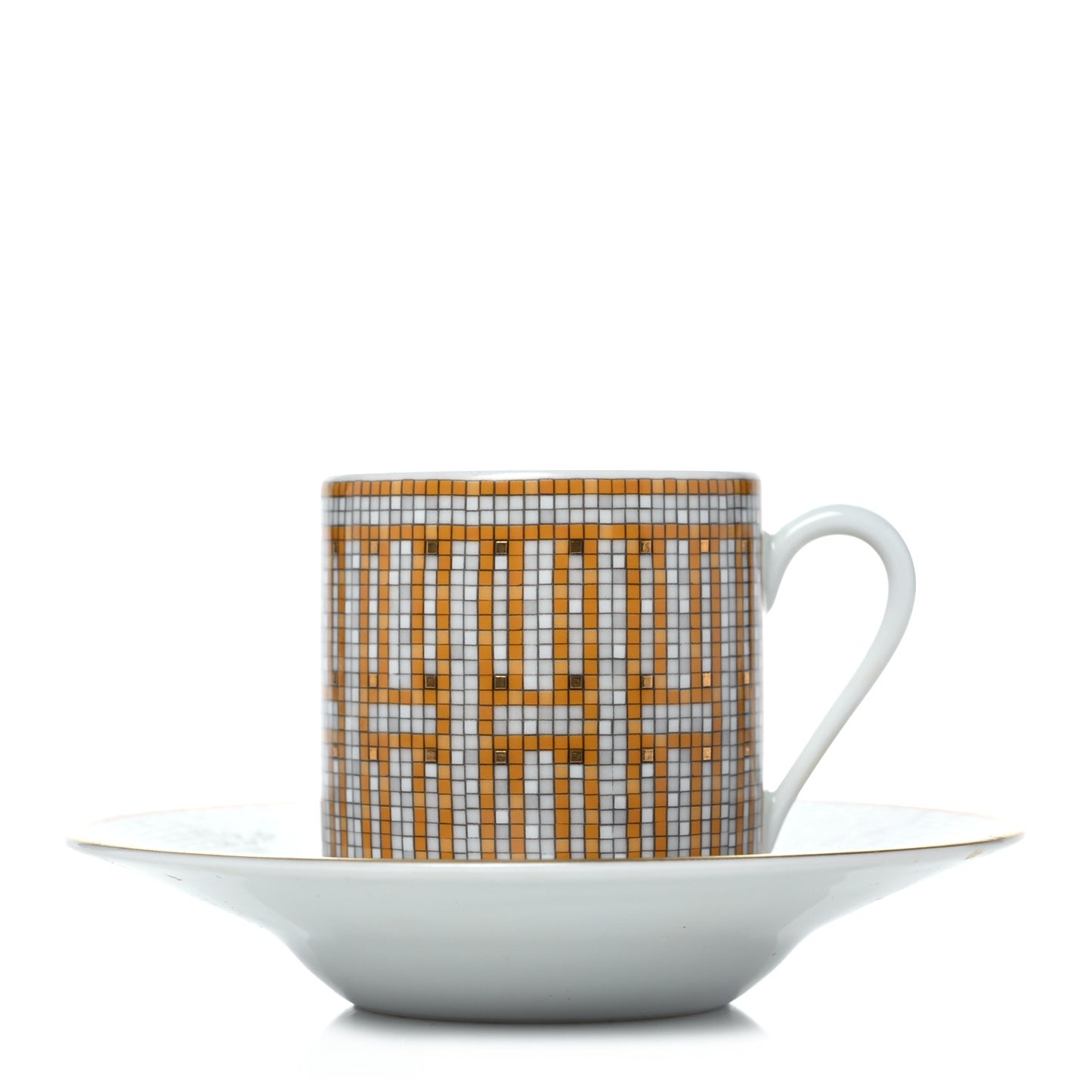 Porcelain Mosaique Au 24 Gold Coffee Cup and Saucer