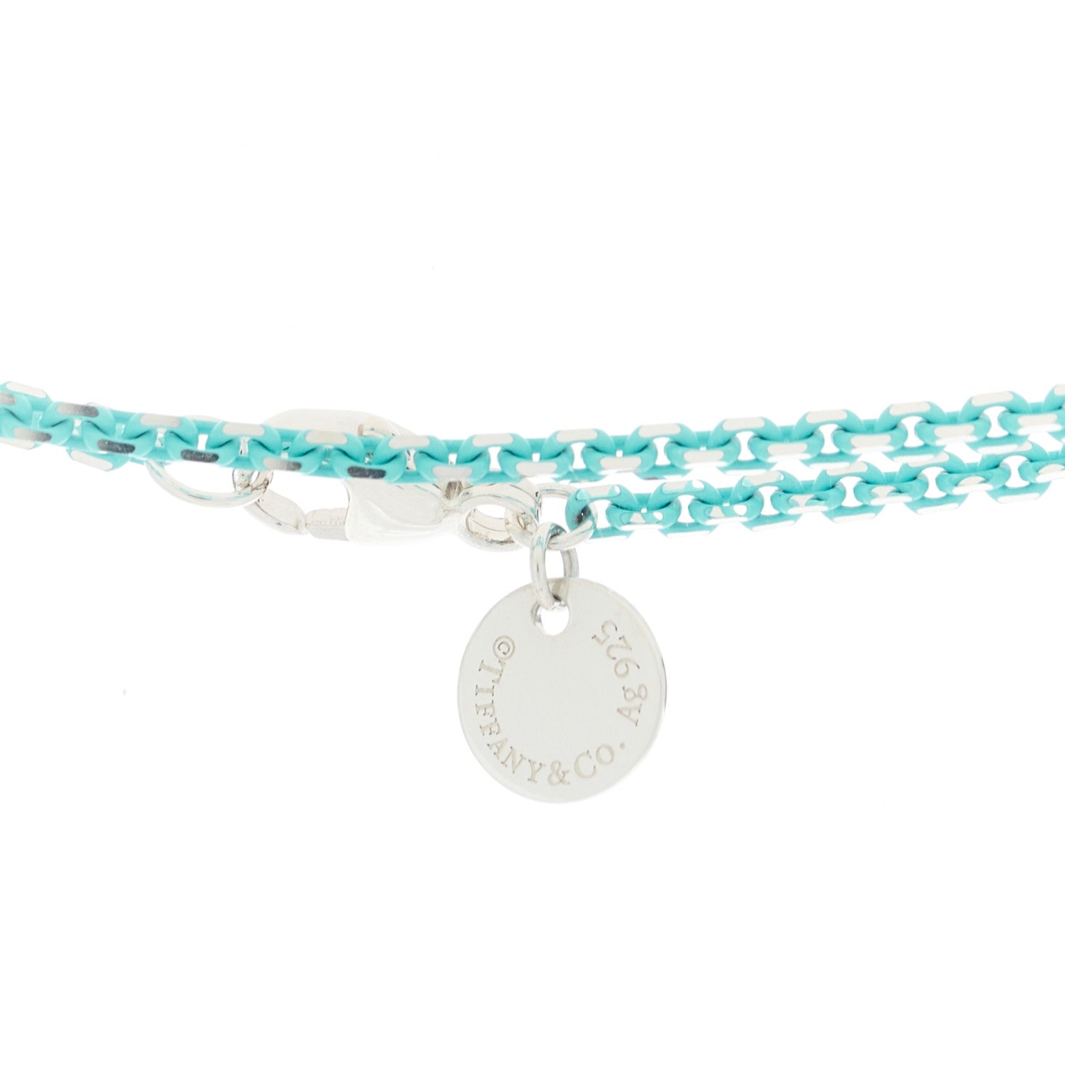 Tiffany Sterling Silver Enamel 1.75mm Chain Necklace Blue 3 of 5