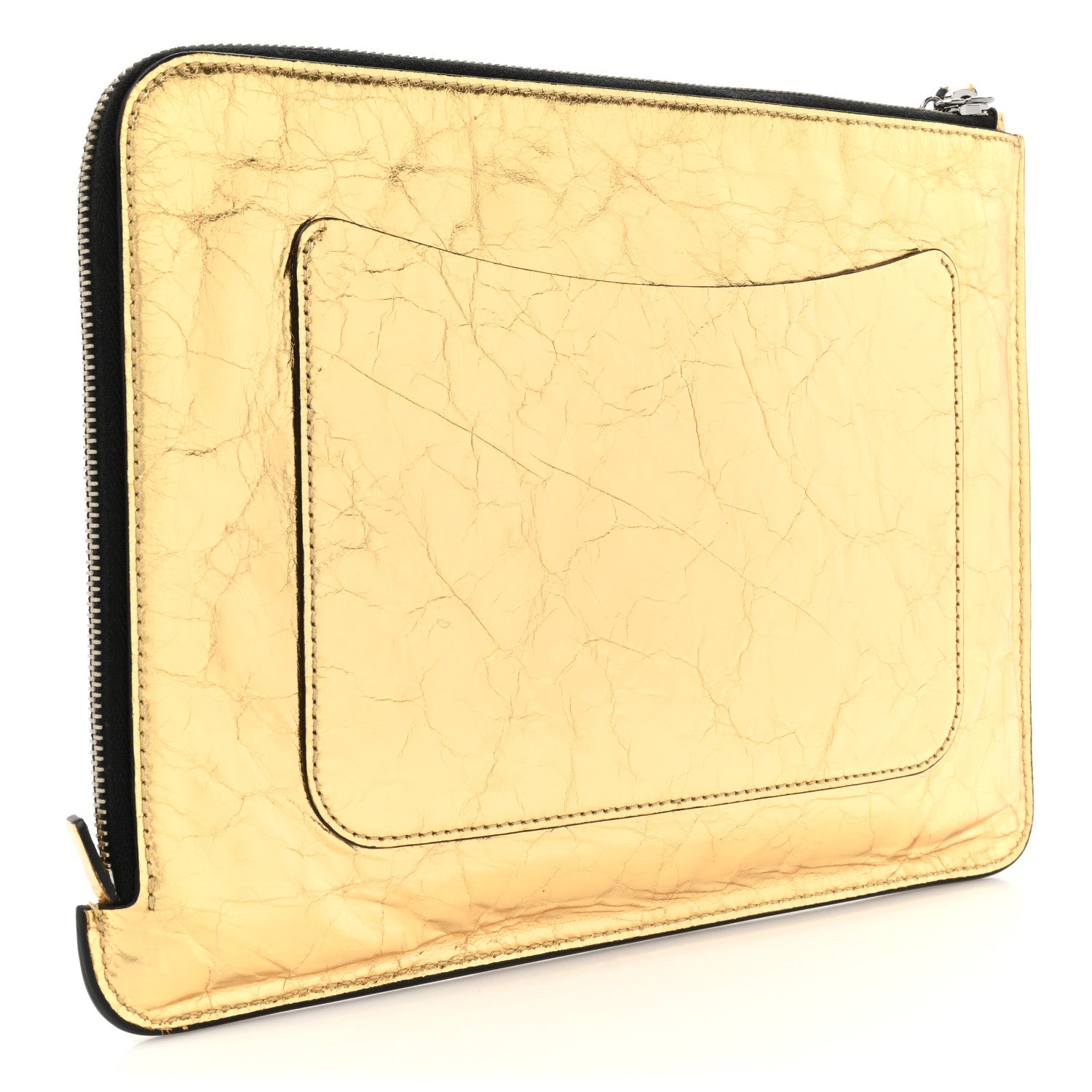 Chanel Metallic Lambskin Medium Je Ne Suis Pas En Solde Pouch Clutch Gold 3 of 10