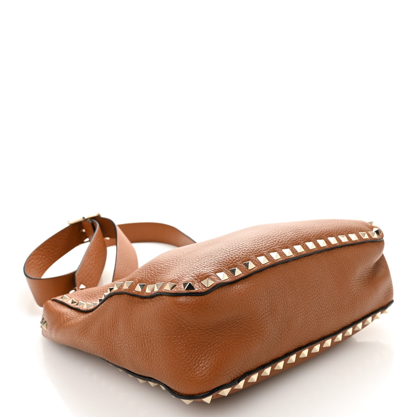 Pebbled Calfskin Small Rockstud Flip-Lock Messenger Bag Light Cuir
