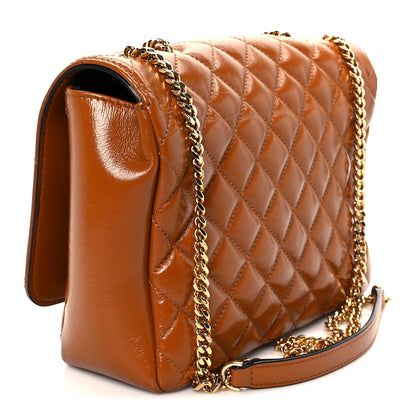 Versace Patent Nappa Quilted La Medusa Chain Crossbody Brown 3 of 10