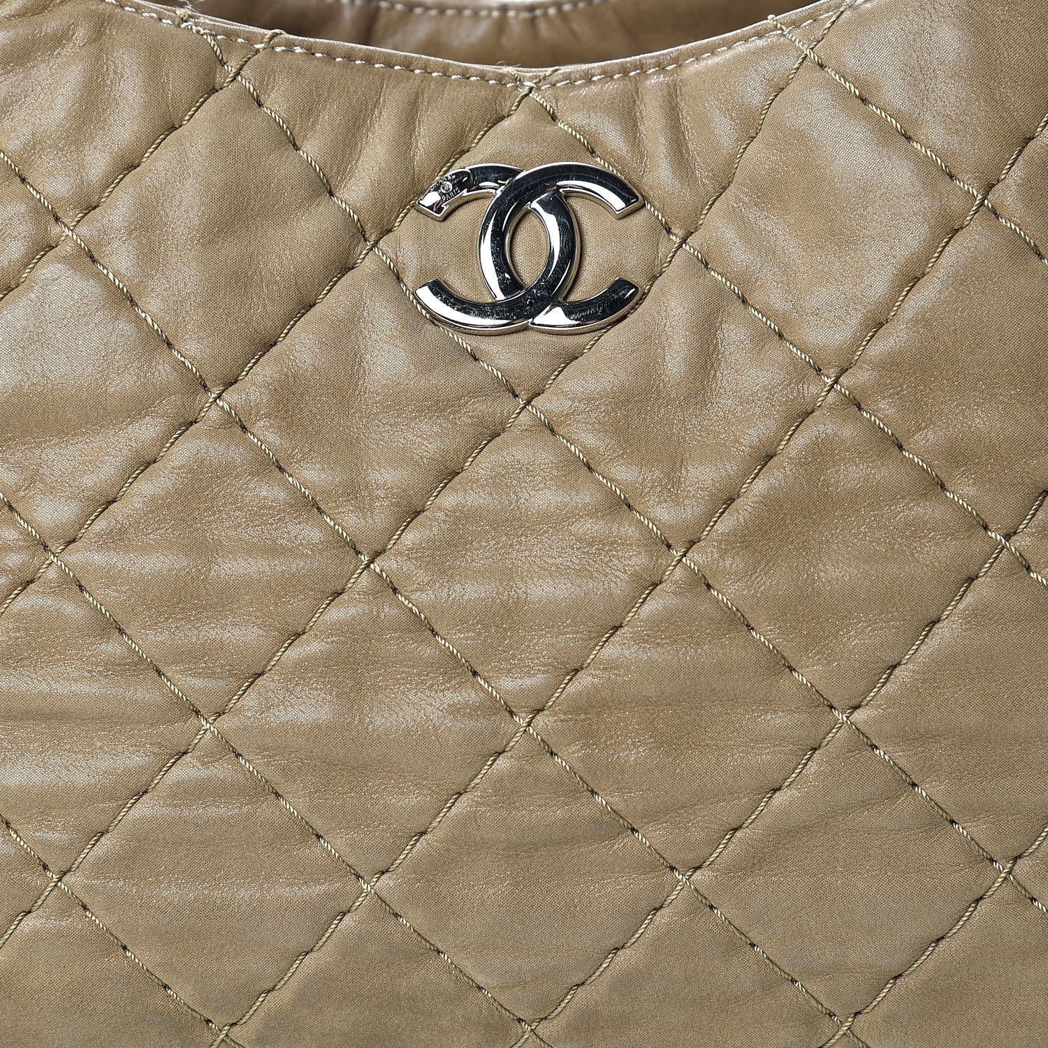 Chanel Iridescent Calfskin Quilted Small Sea Hit Tote Beige 9 of 20