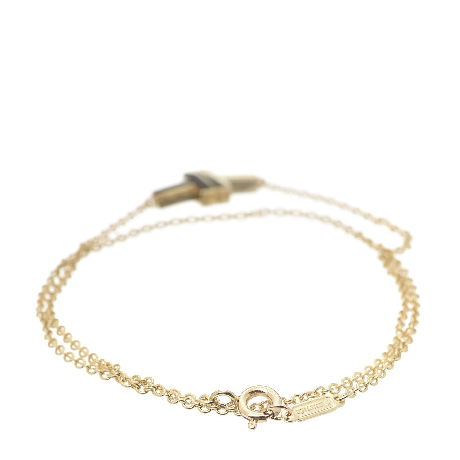 Tiffany 18K Yellow Gold T Double Chain Bracelet 3 of 5