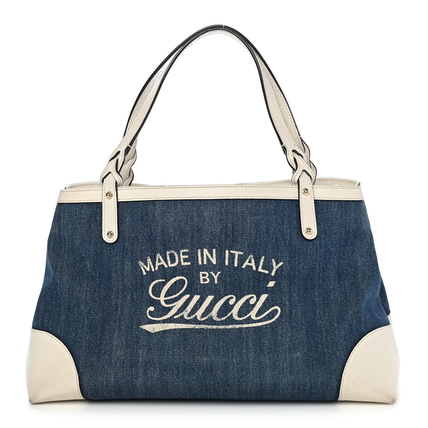 Gucci Denim Calfskin Tote Ivory 1 of 11
