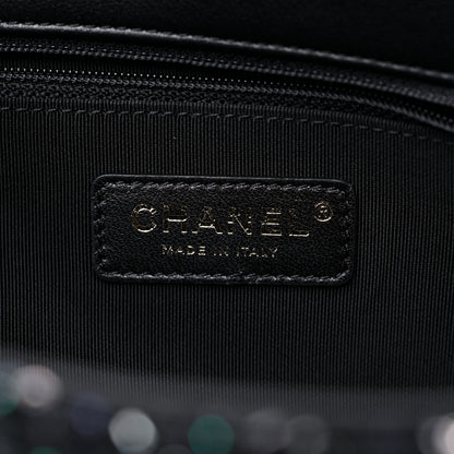 Chanel Tweed Medium Pearl Handle Flap Black Ecru 6 of 9