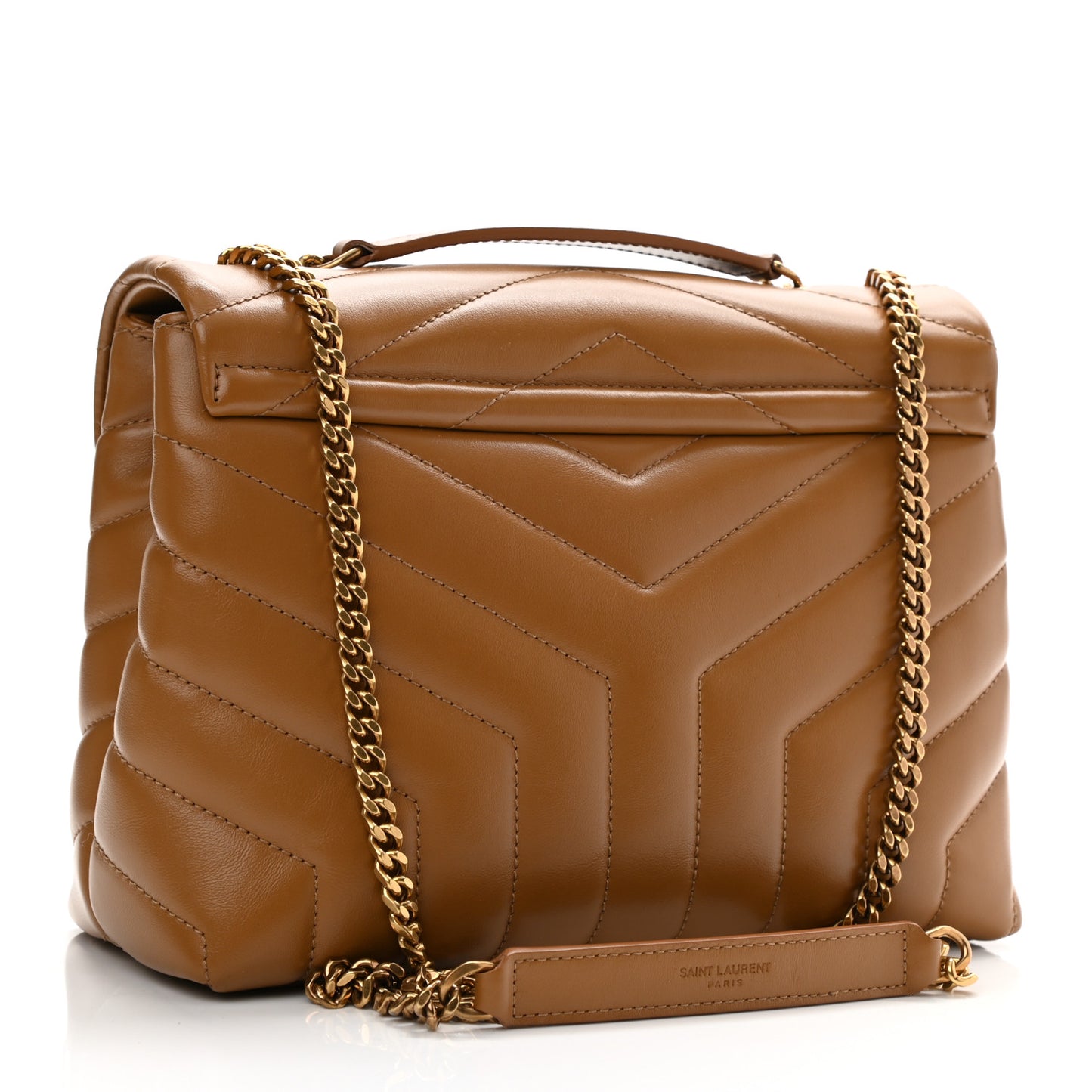 Calfskin Y Quilted Monogram Small Loulou Chain Satchel Dark Natural