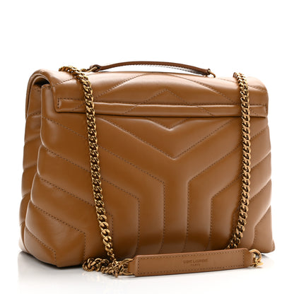 Saint Laurent Calfskin Y Quilted Monogram Small Loulou Chain Satchel Dark Natural 3 of 12
