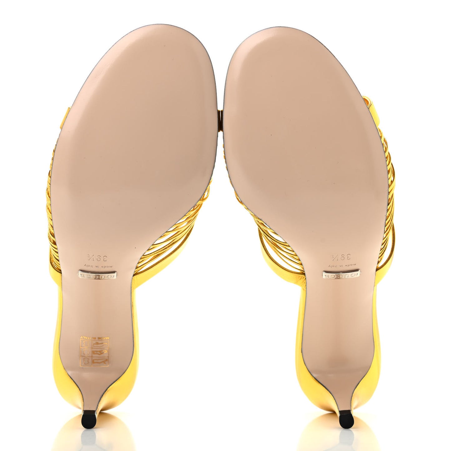Metallic Nappa Crawford Knot Mid Heel Slide Sandals 39.5 Gold