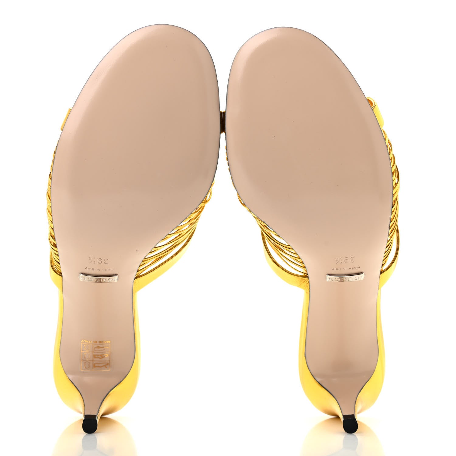 Gucci Metallic Nappa Crawford Knot Mid Heel Slide Sandals 39.5 Gold 5 of 9