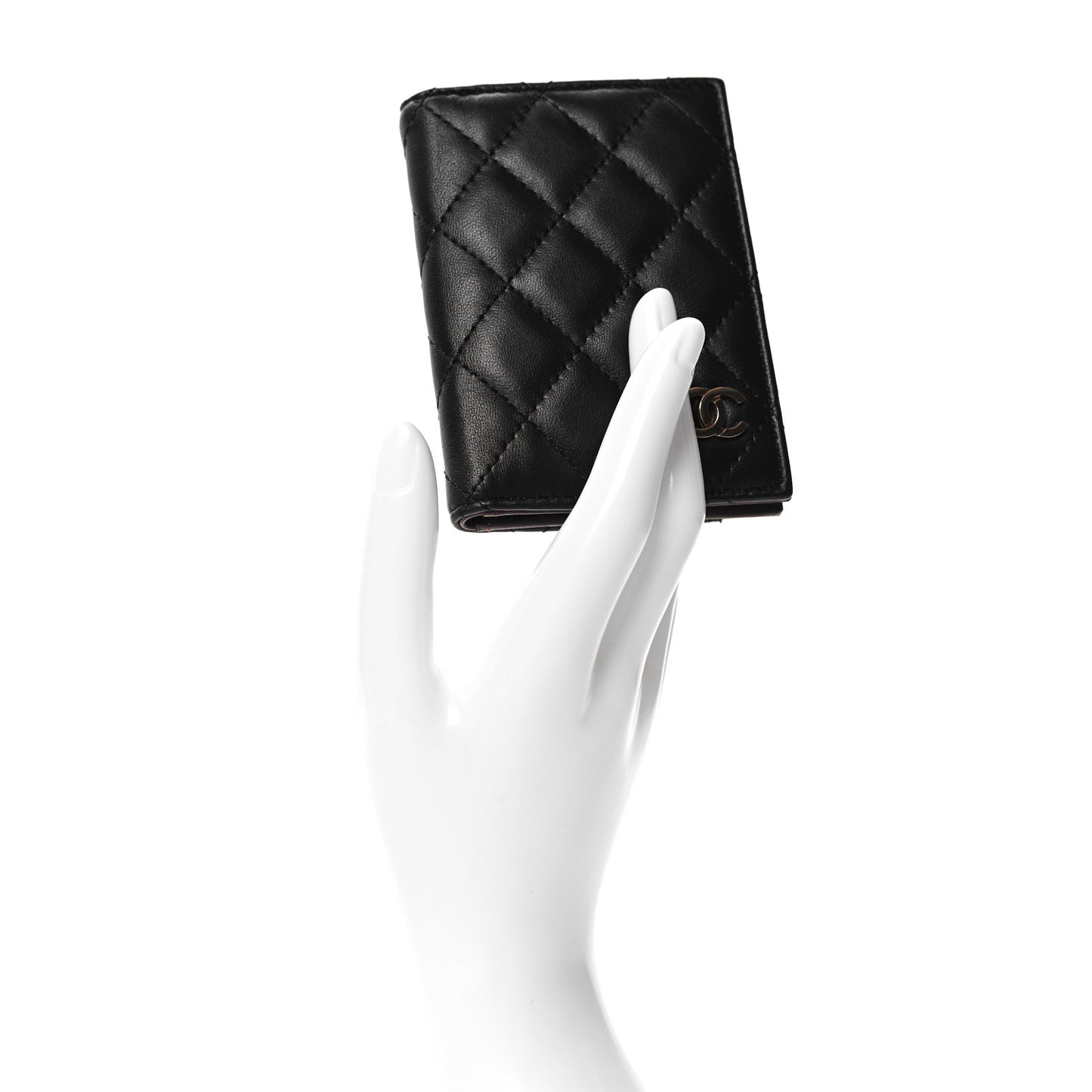 Lambskin Quilted Card Holder Wallet Black