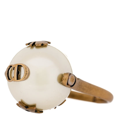 Christian Dior Spinning Pearl Tresor De Tribal Ring 44 3 Aged Gold 3 of 5