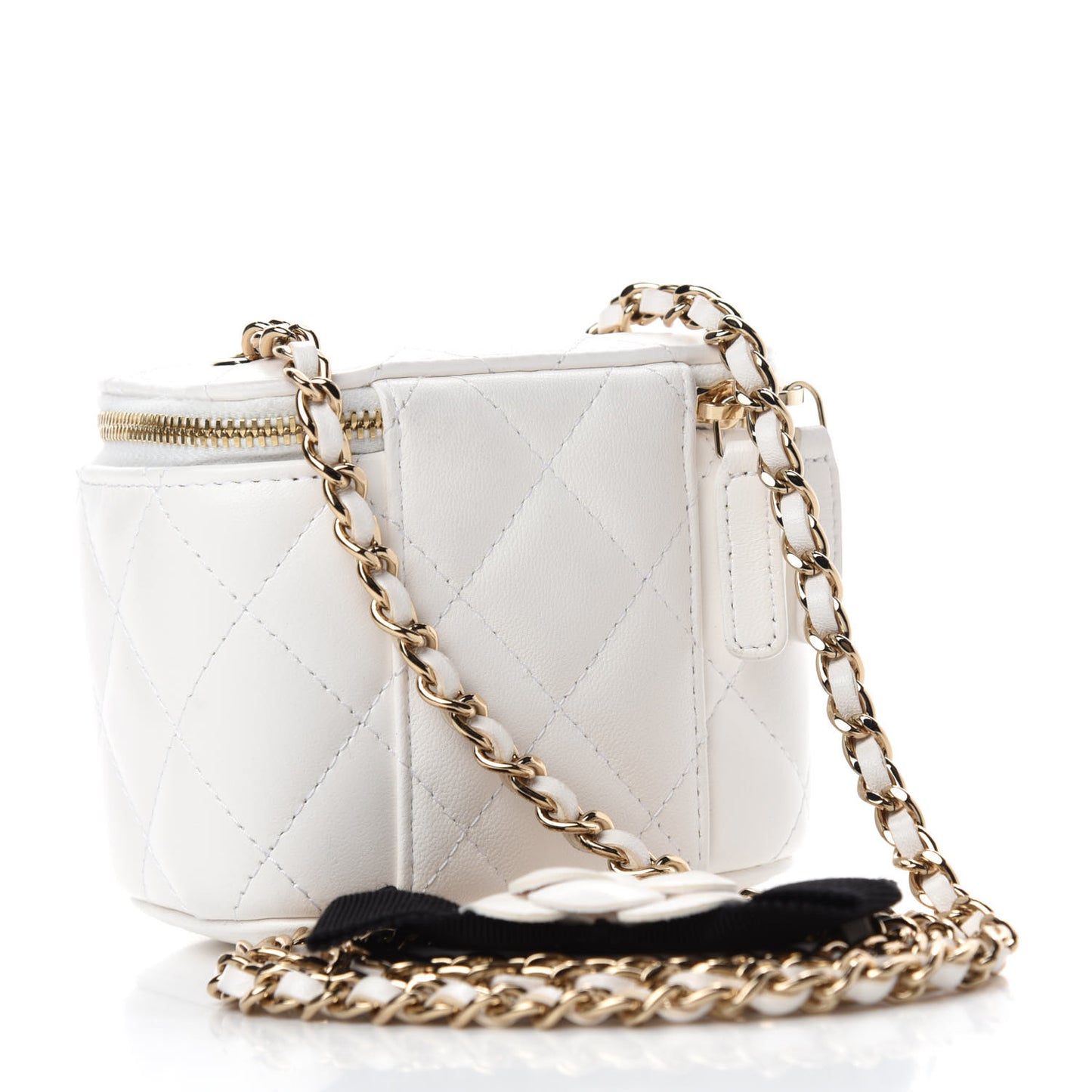 Lambskin Quilted My Chanel Lady Vanity Case With Chain White