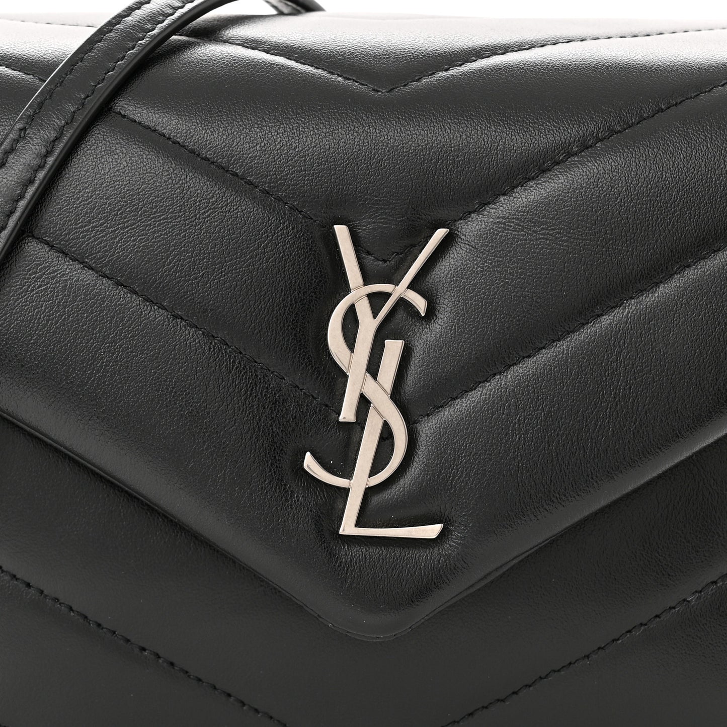Calfskin Y Quilted Monogram Toy Loulou Crossbody Bag Black