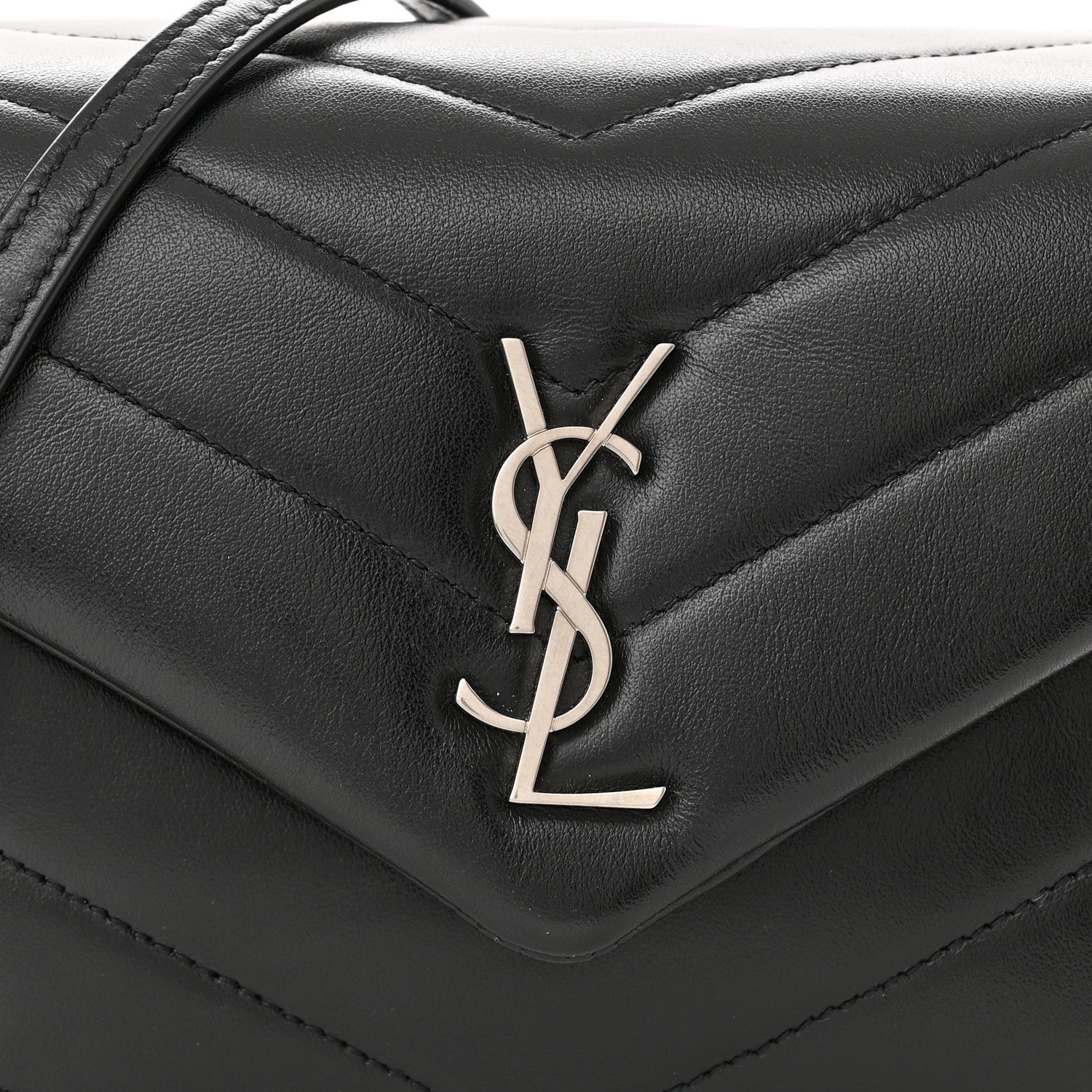 Saint Laurent Calfskin Y Quilted Monogram Toy Loulou Crossbody Bag Black 9 of 12