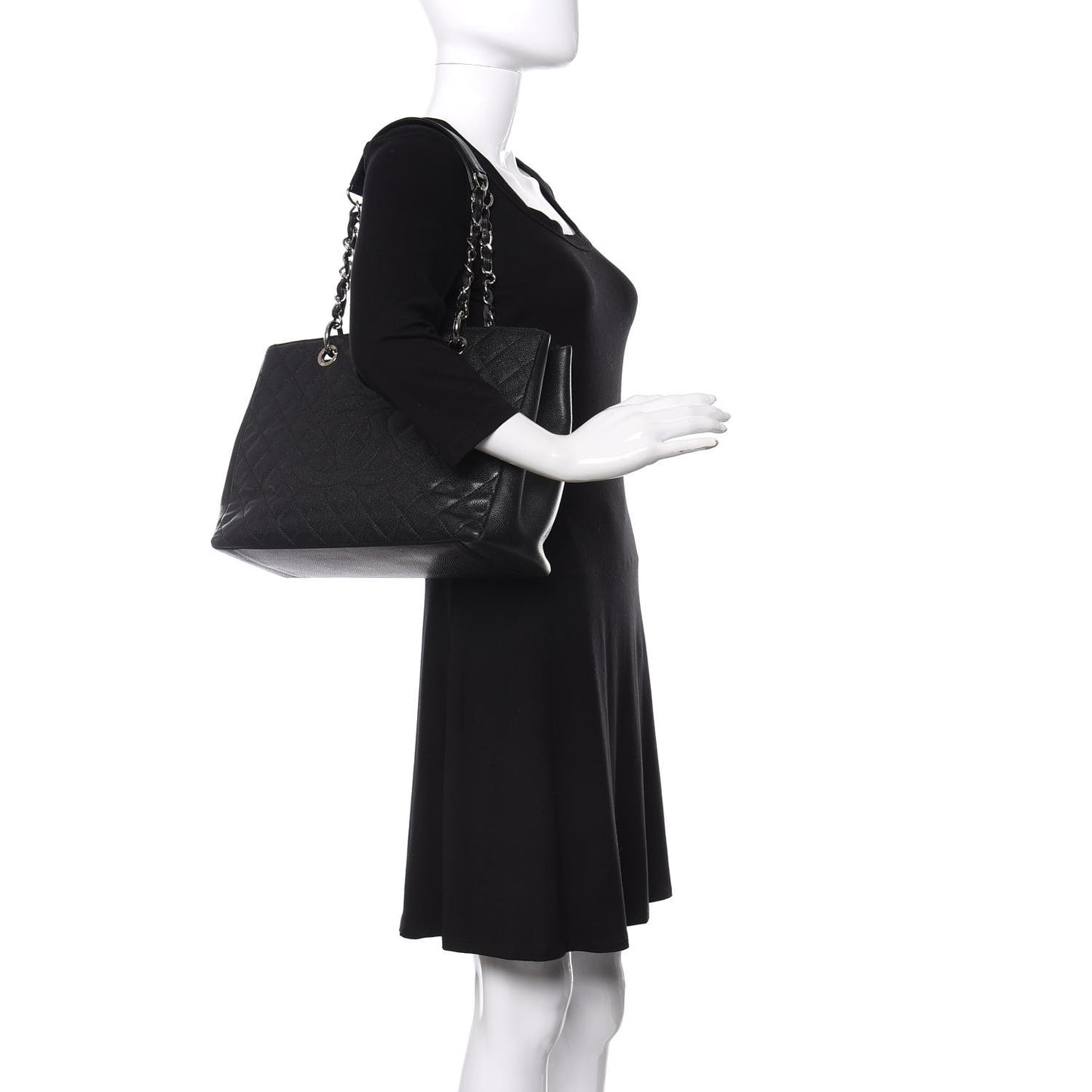 Caviar Quilted Grand Shopping Tote GST Black