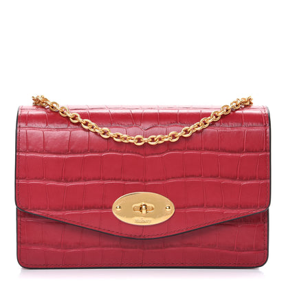 Mulberry Crocodile Embossed Calfskin Small Darley Red Berry 1 of 10