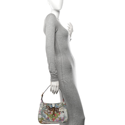 Gucci New Shangai Calfskin Tiger Savanah Small Jackie 1961 Hobo Chalky White Multicolor 2 of 13