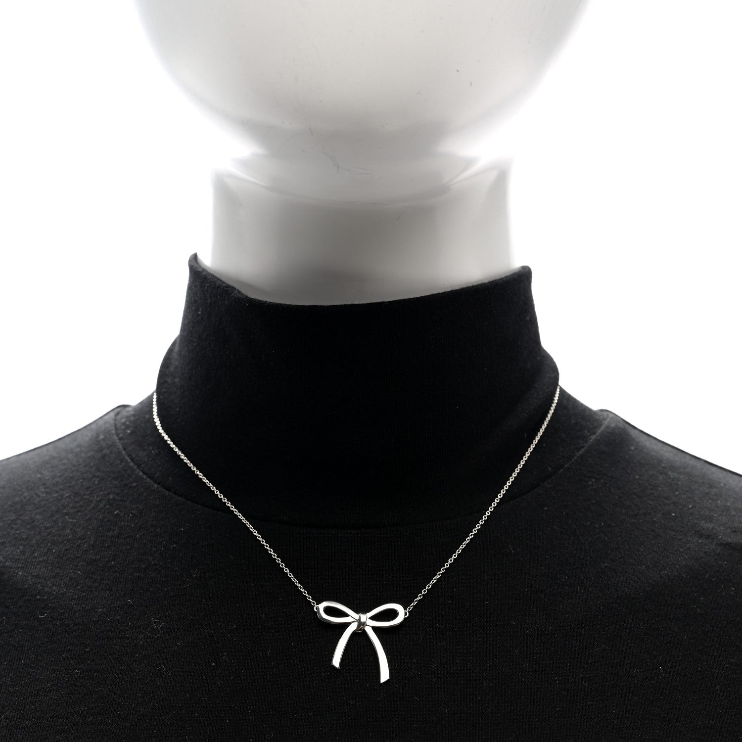 Tiffany Sterling Silver Small Bow Pendant Necklace 2 of 5