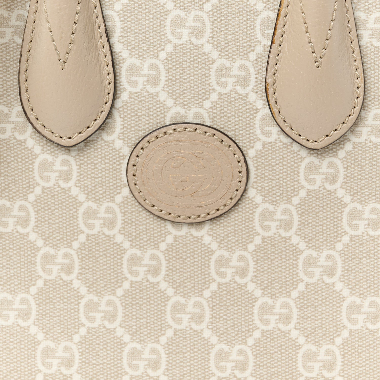 Gucci GG Supreme Monogram Textured Dollar Calfskin Mini Retro Interlocking G Tote Bag Beige Mystic White Oatmeal 9 of 11