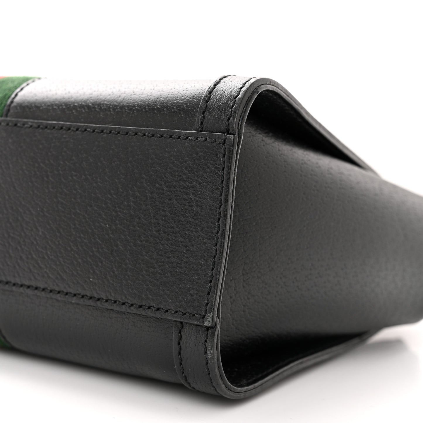 Textured Calfskin Web Small Ophidia Tote Bag Black