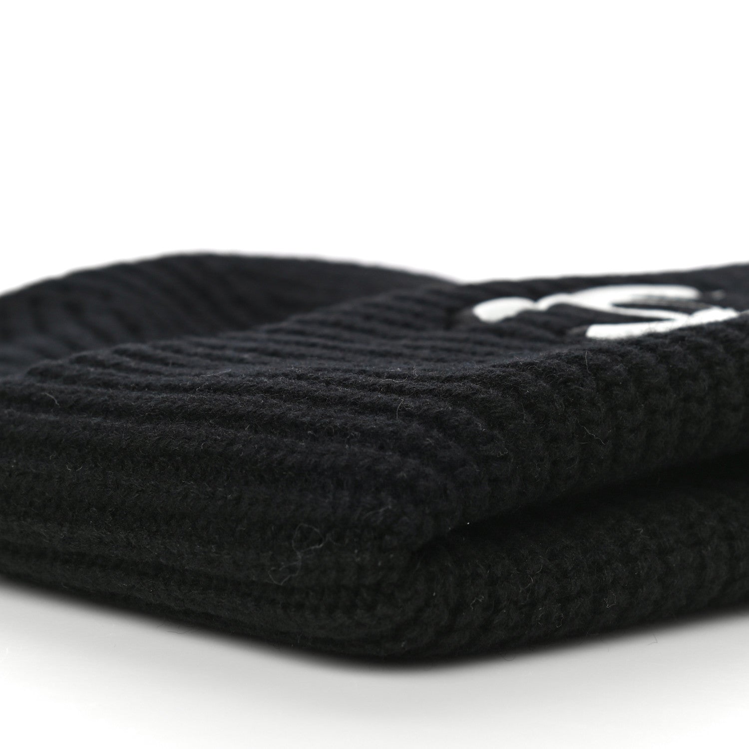 Chanel Wool Cashmere CC Beanie Hat Light Black White 12 of 16