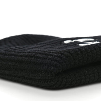 Chanel Wool Cashmere CC Beanie Hat Light Black White 12 of 16
