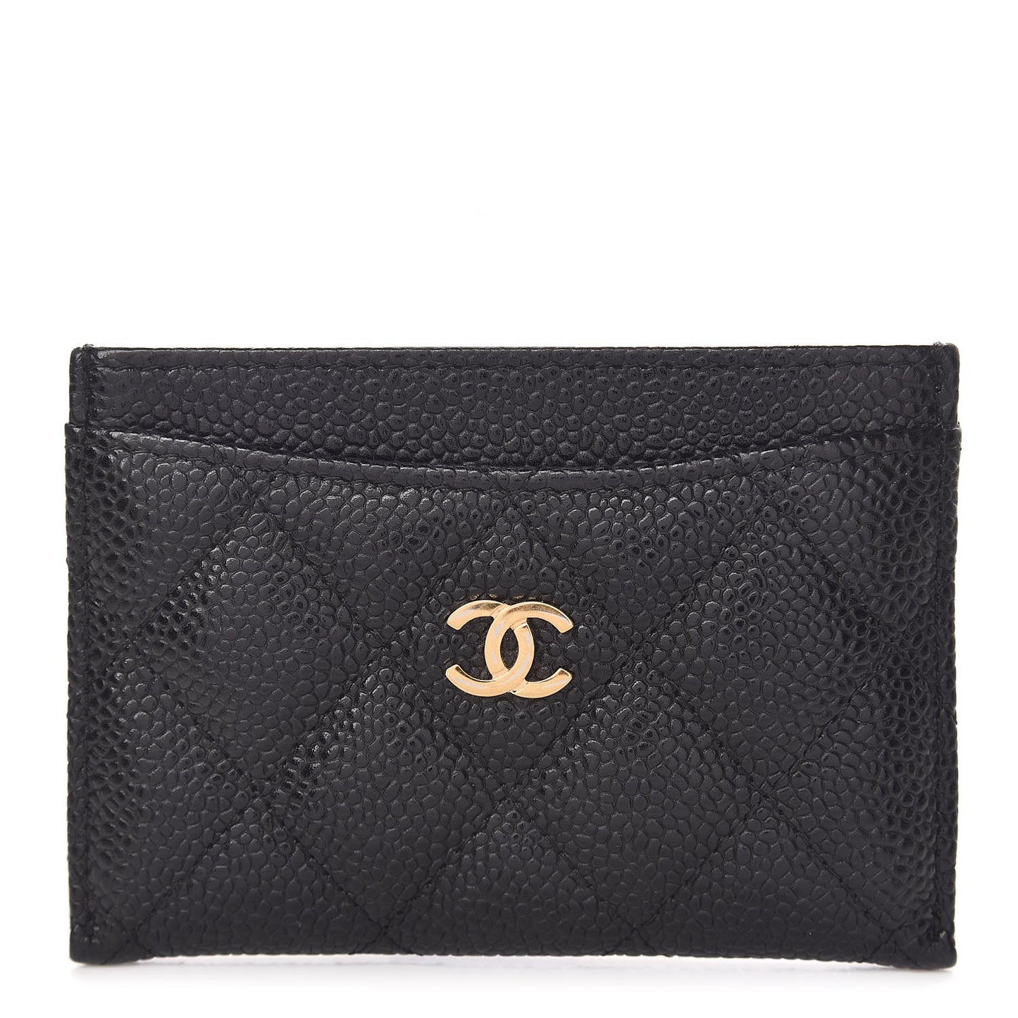 Caviar Quilted Card Holder Black