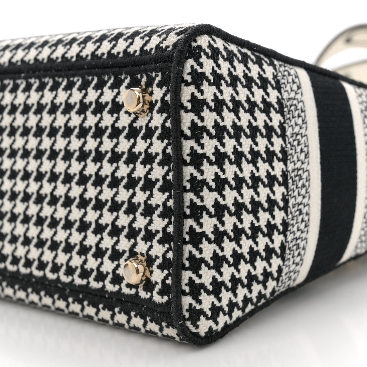 Canvas Houndstooth Embroidered Medium Lady D-Lite Black White