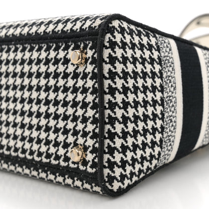 Christian Dior Canvas Houndstooth Embroidered Medium Lady D-Lite Black White 10 of 10