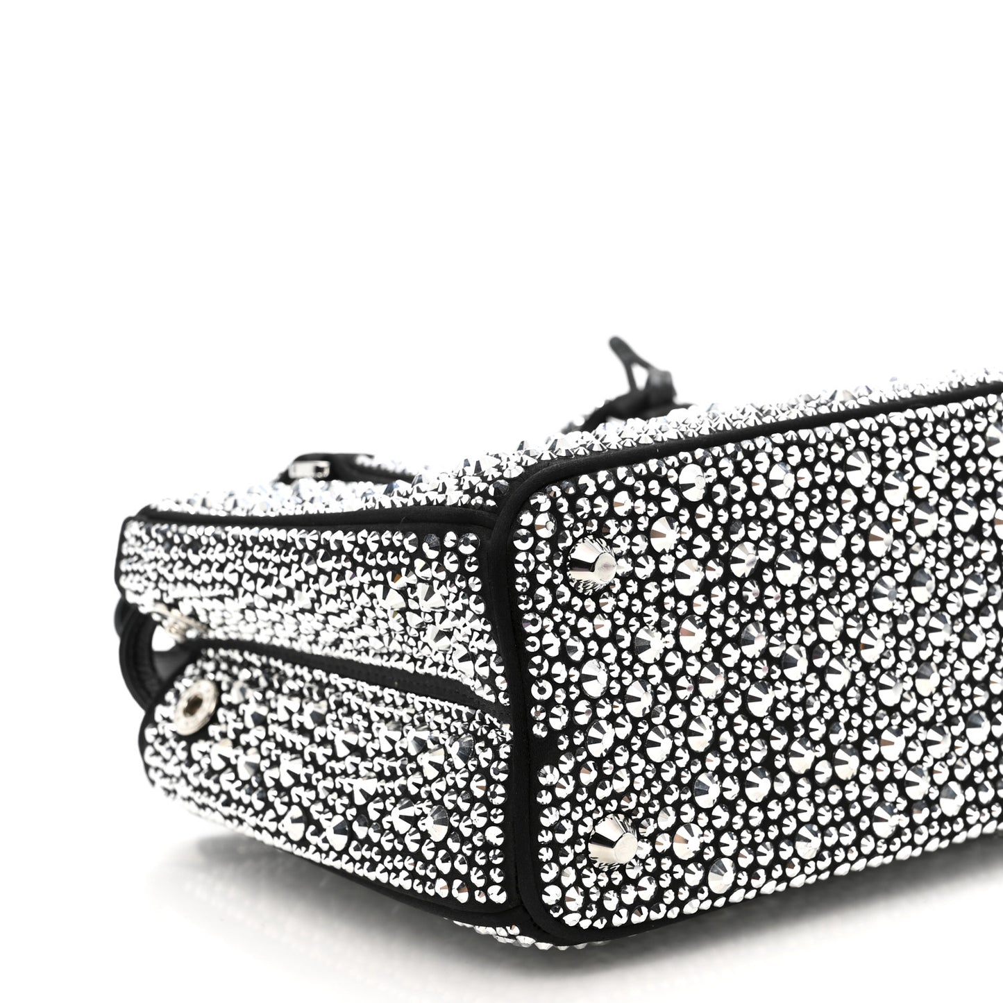 Satin Crystal Mini Galleria Double Zip Tote Metal