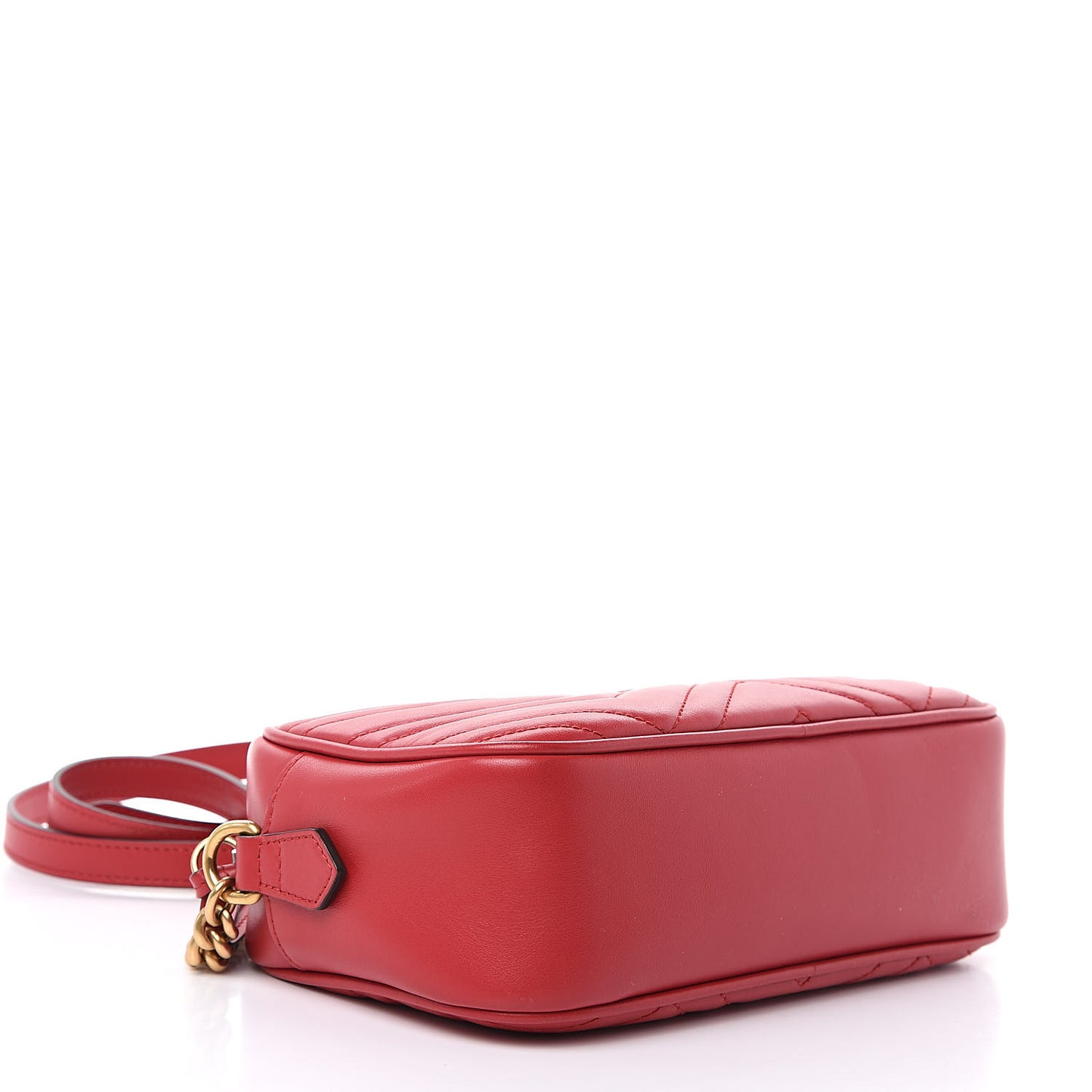 Calfskin Matelasse Small GG Marmont Chain Shoulder Bag Hibiscus Red
