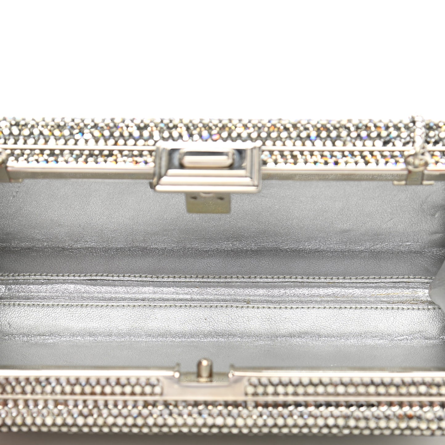 Swarovski Crystal Minaudiere Clutch Silver