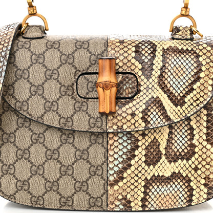 Gucci GG Supreme Snakeskin Medium Bamboo 1947 Top Handle Bag Beige 8 of 10