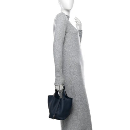 Hermes Taurillon Clemence Picotin Lock 18 PM Bleu de Prusse 2 of 10