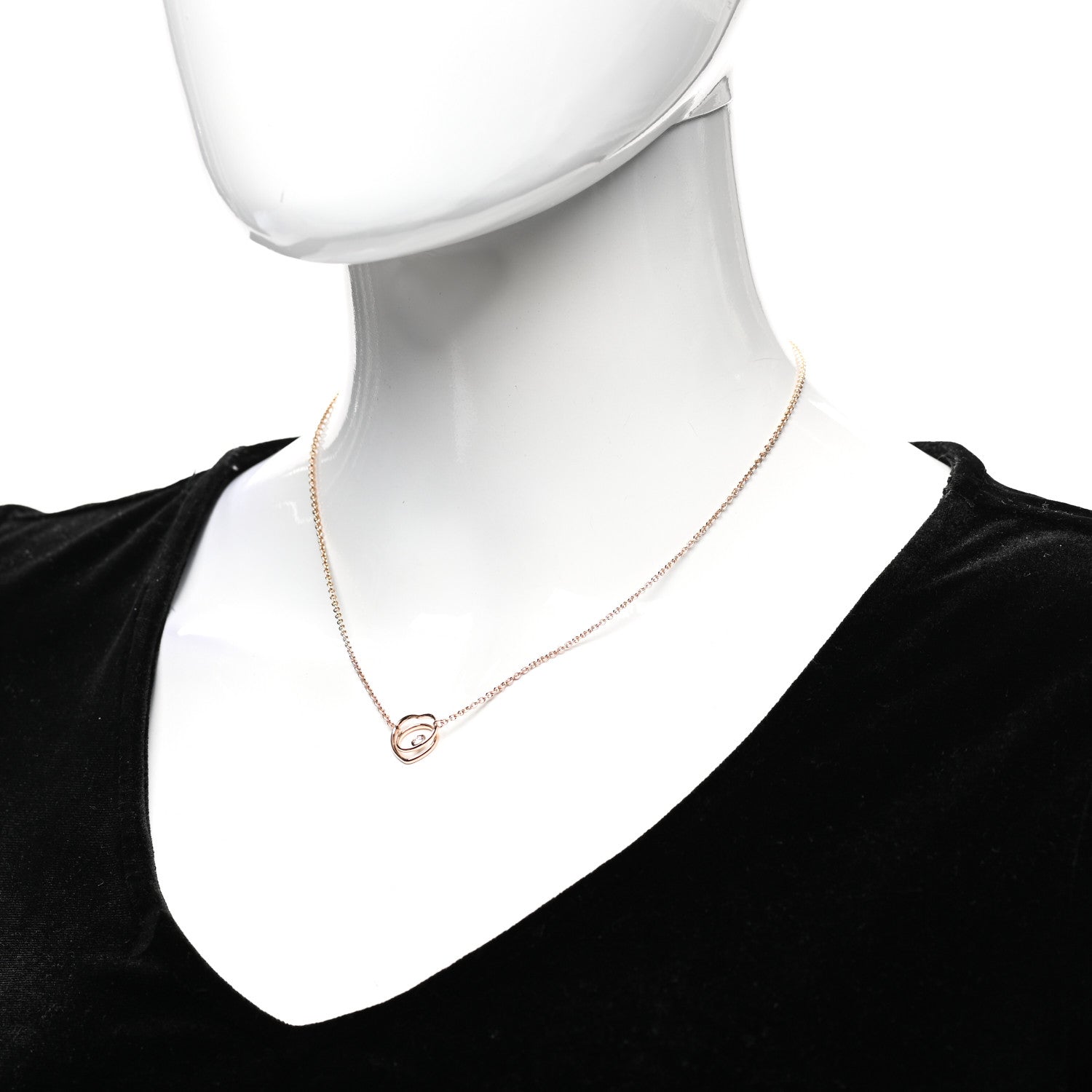Hermes 18K Rose Gold Diamond TPM Vertige Coeur Necklace ST 2 of 6