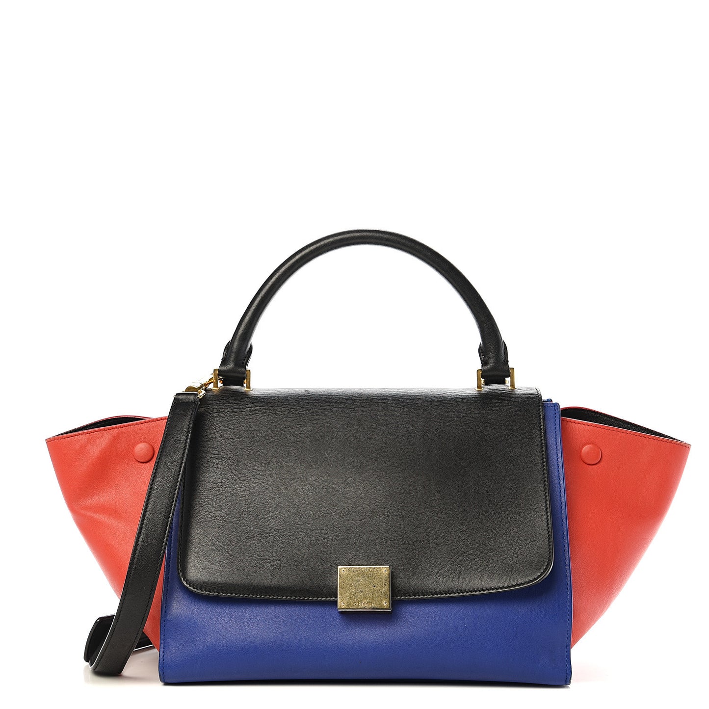 Smooth Calfskin Medium Tri-Color Trapeze Black