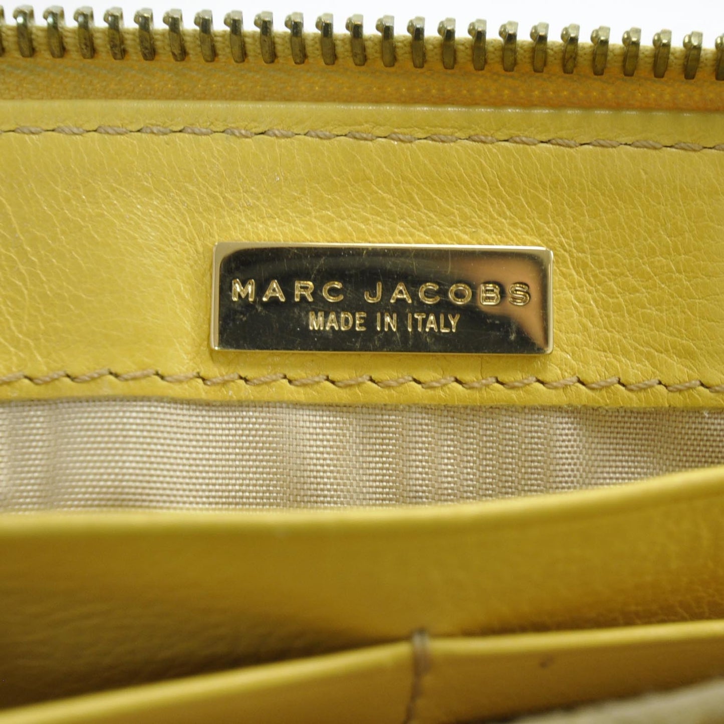 Leather Zip Clutch Wallet Yellow