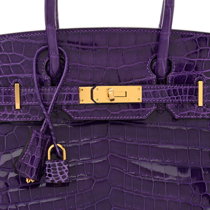 Hermes Shiny Niloticus Crocodile Birkin 30 Ultraviolet 8 of 13