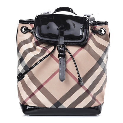 Burberry Patent Nova Check Backpack Black 1 of 11