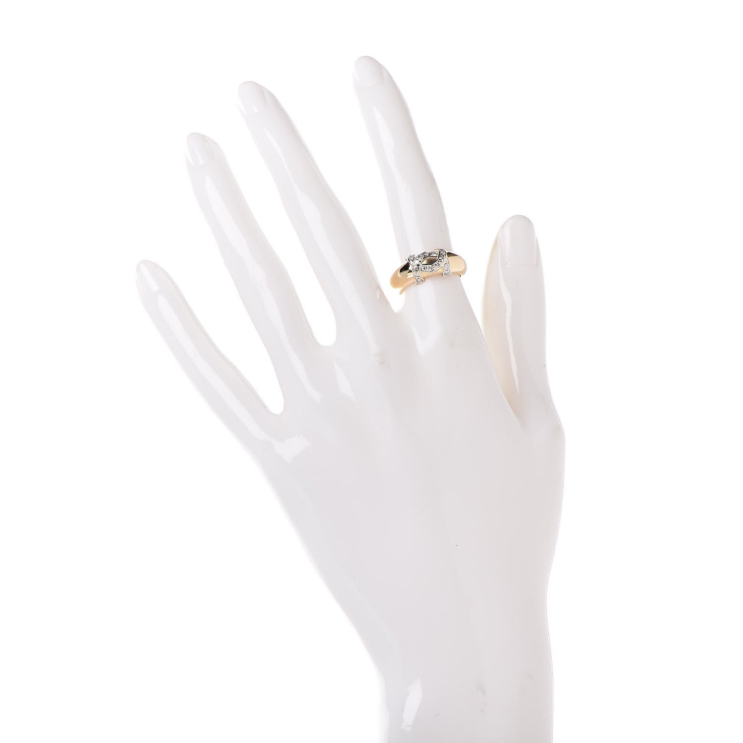 18K Yellow Gold Diamond Logo Double C Ring 50 5.25